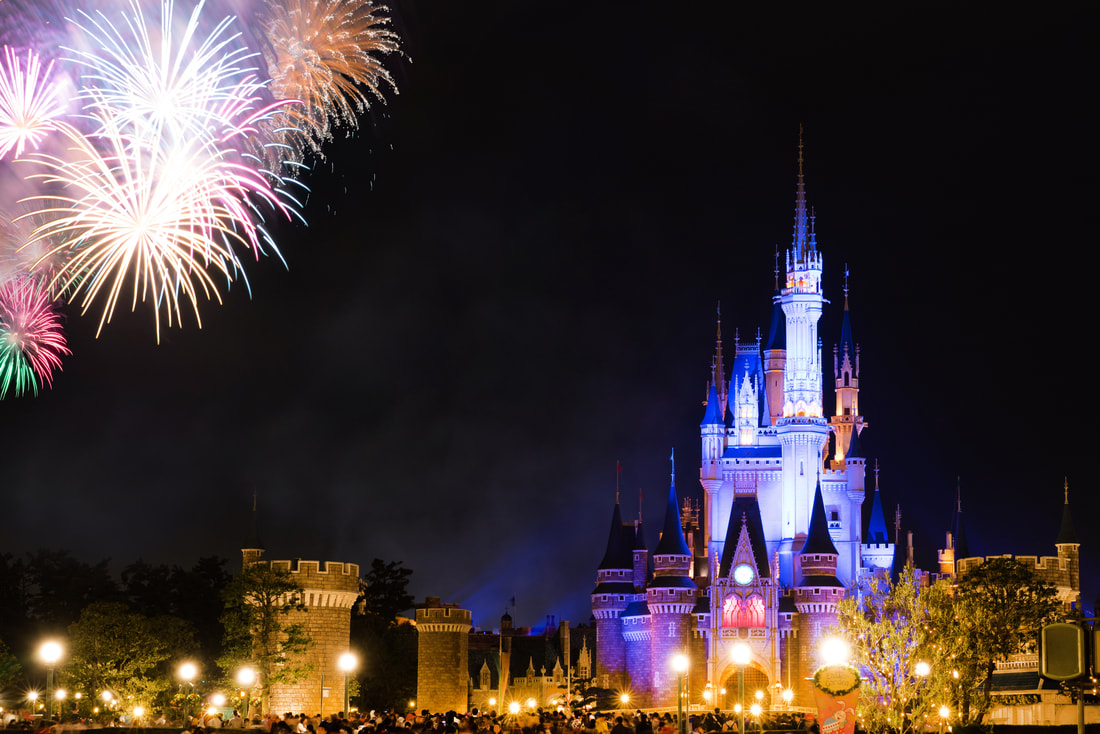Disney with fireworks